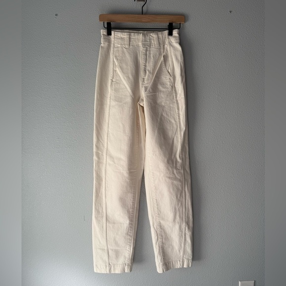 Madewell Tapered Denim Trousers Vintage Ivory Relaxed High Waist US 23 NWT - Picture 14 of 14